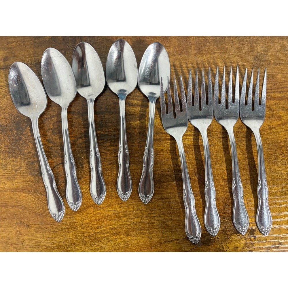 simeon l george h rogers oneida Silverware Lot Of 5 Spoons 4 Forks
